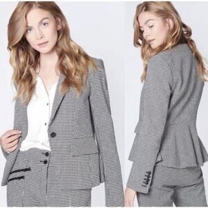 Veronica Beard Airlie Dickey Jacket Black White Houndstooth Preppy Blazer Size 4